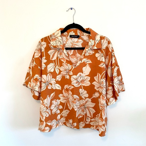 LC Waikiki Orange Tropical Collared Shirt, 44 - Picture 1 of 9